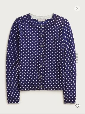 J. Crew Carolyn cardigan in polka dot merino wool